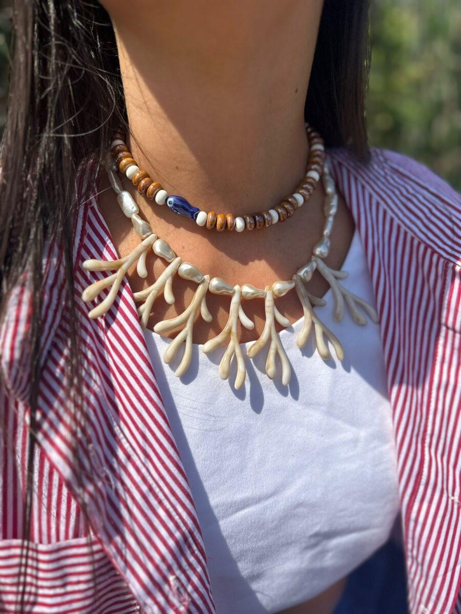 Collar Palm beige talle unico