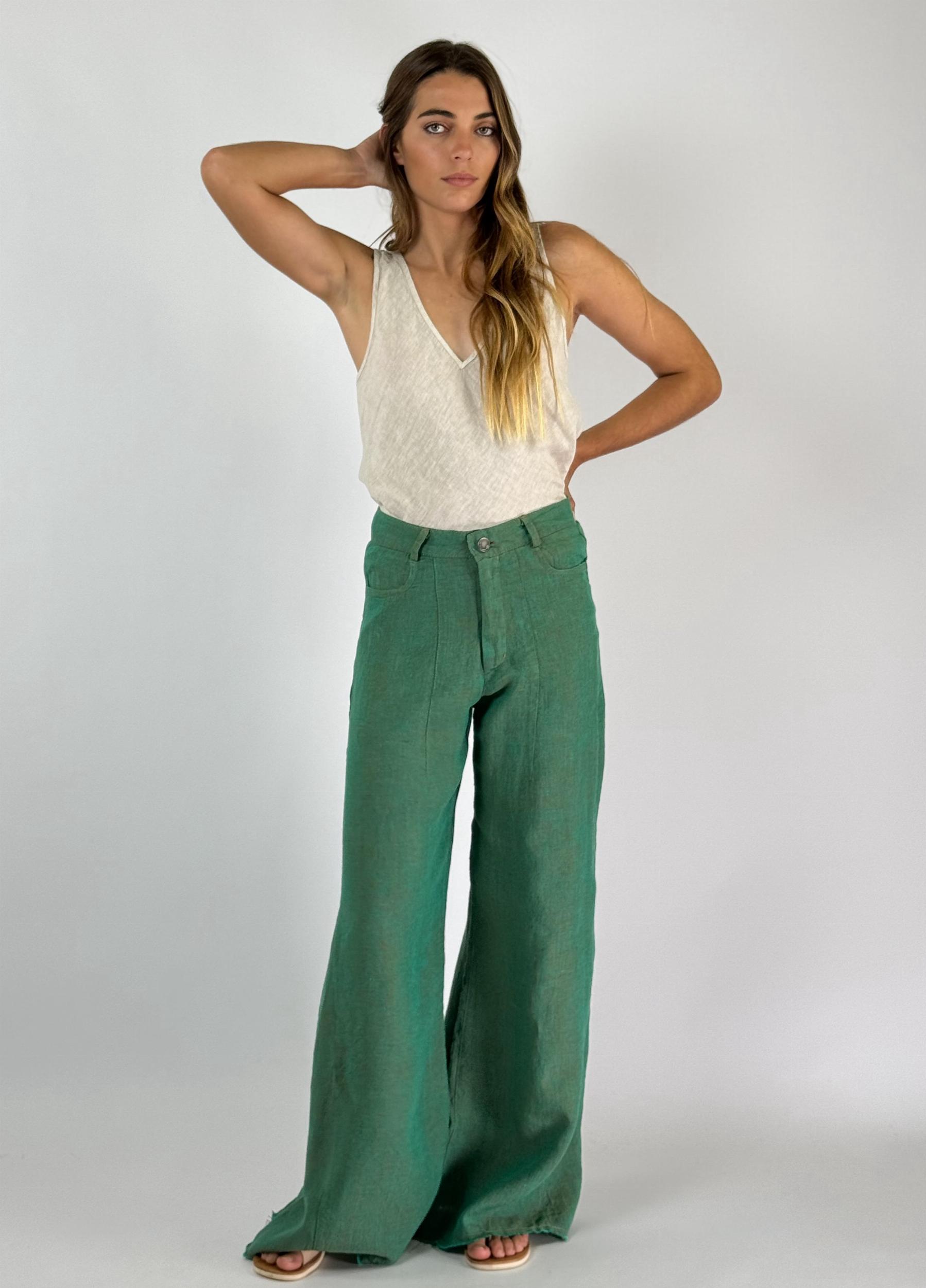 PANTALON JACINTO NEW LINO verde xs