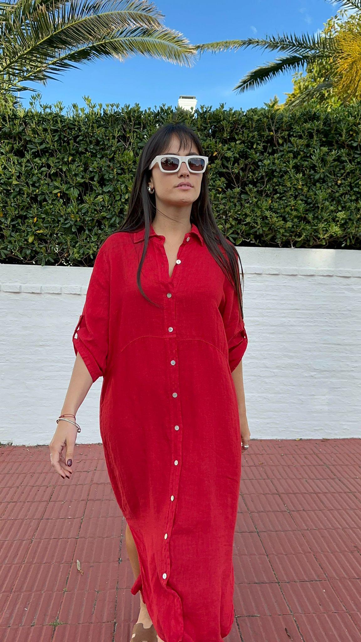 Vestido Camisero Livorno rojo talle unico